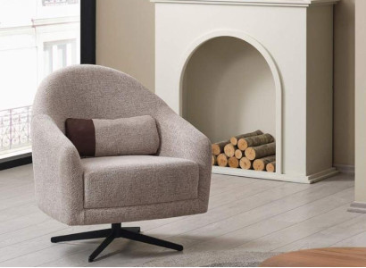 Modern Armchair Gray Lounge Club Living room Style Upholstery Textile Single Seater